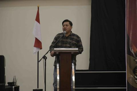 Ketua Bawaslu Kota Semarang  Arief Rahman ketika memberikan sambutan dalam kegiatan Rapat Evaluasi Panwaslu Kecamatan Pemilihan Serentak Tahun 2024