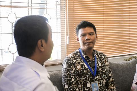 Anggota Bawaslu Kota Semarang Dwijaya Samudra Suryaman saat menyampaikan maksud dilakukannya audiensi ke Lapas Kedungpane