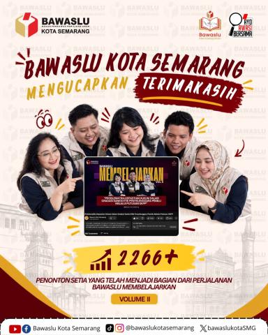 Ucapan terimakasih jumlah tayangan Bawaslu Membelajarkan