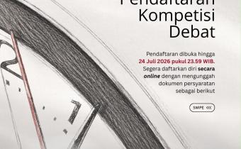 Pendaftaran Kompetisi Debat Penegakan Hukum Pemilu antar Perguruan Tinggi Se-Indonesia ke-6 Tahun 2026 akan ditutup tanggal 24 Juli 2026